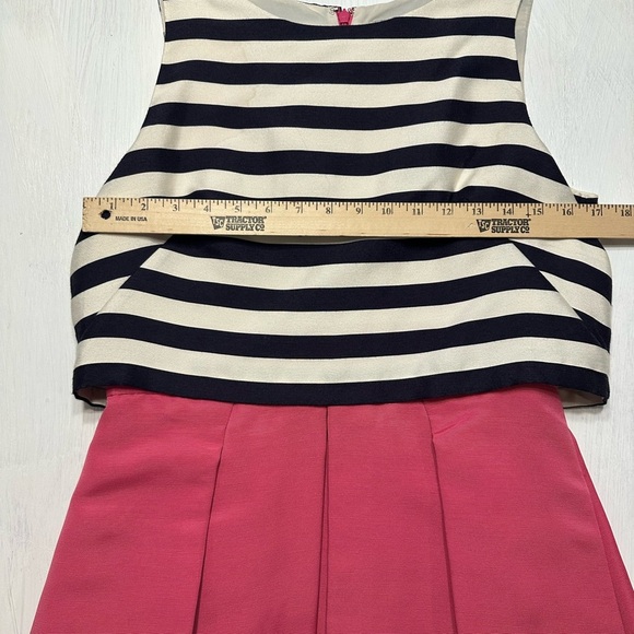 Eliza J Dress Size 8 Fit & Flare Pink Skirt Striped Top Sleeveless A-Line Party - Picture 2 of 11